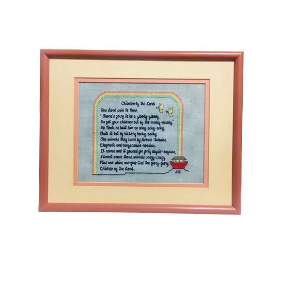 Children Of The Lord Noah’s Ark Framed Cross Stitch - Picture 1 of 5